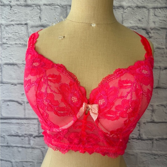 Victoria's Secret Other - Victoria's Secret Pink Long Line Lace Convertible Demi Cup Bra Women's 36 DD